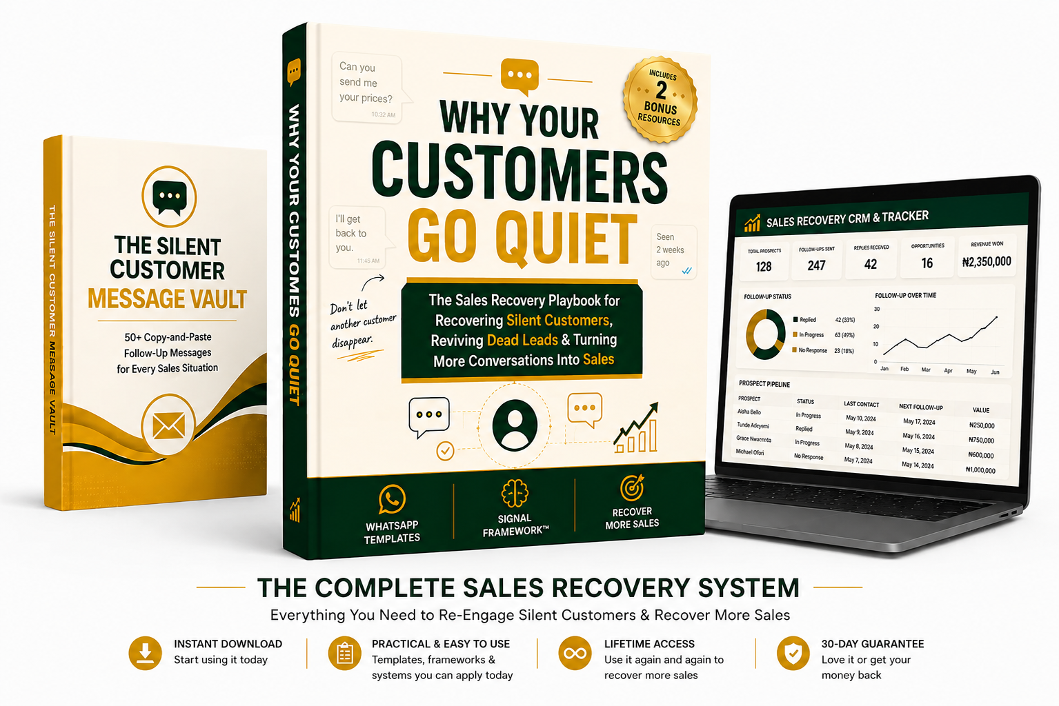 Complete sales recovery bundle with the main playbook and both bonuses