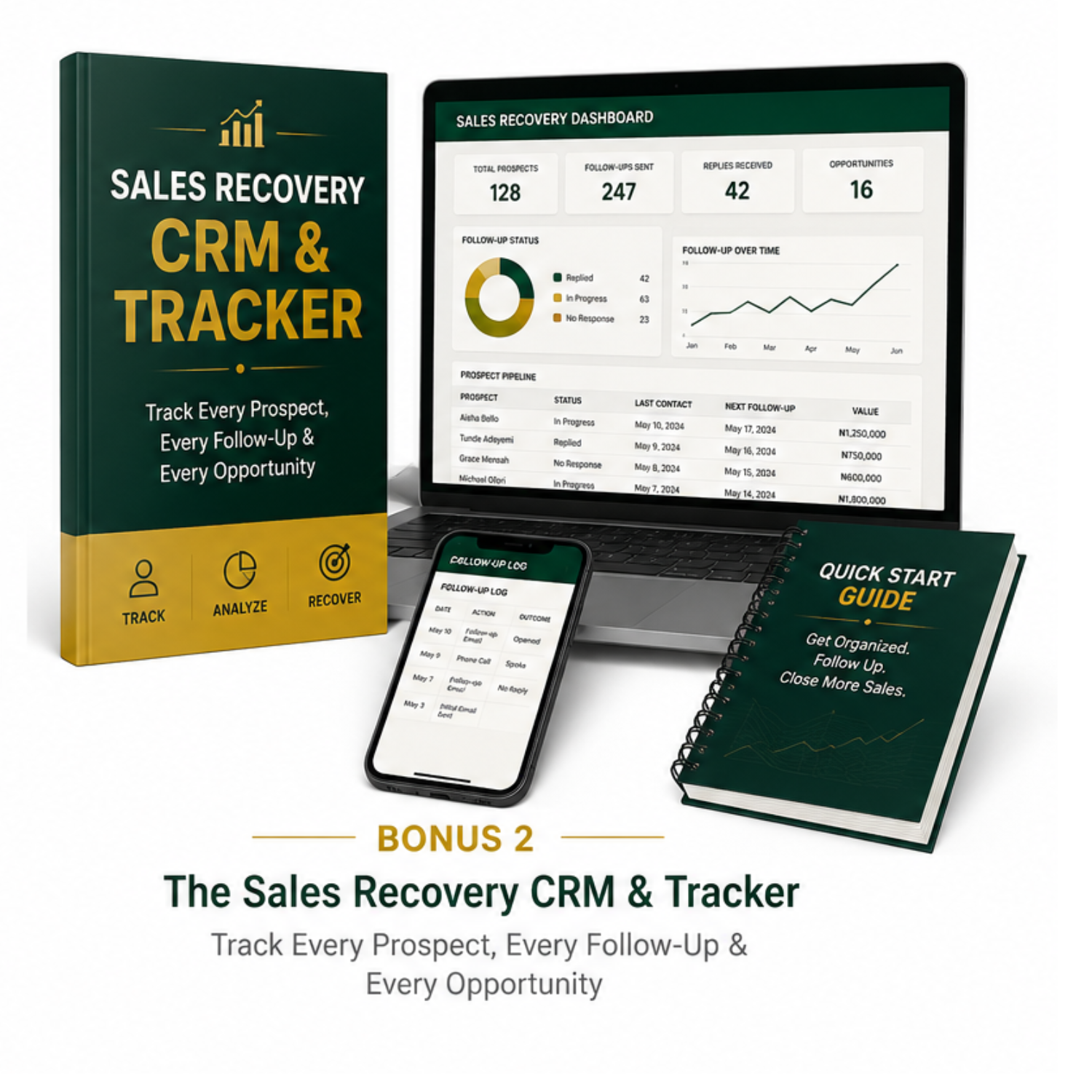 The Sales Recovery CRM and Tracker bonus mockup